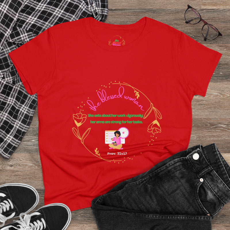 The Blessed hardworking Women's Midweight Cotton Tee