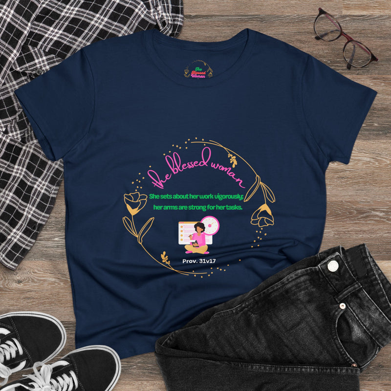The Blessed hardworking Women's Midweight Cotton Tee