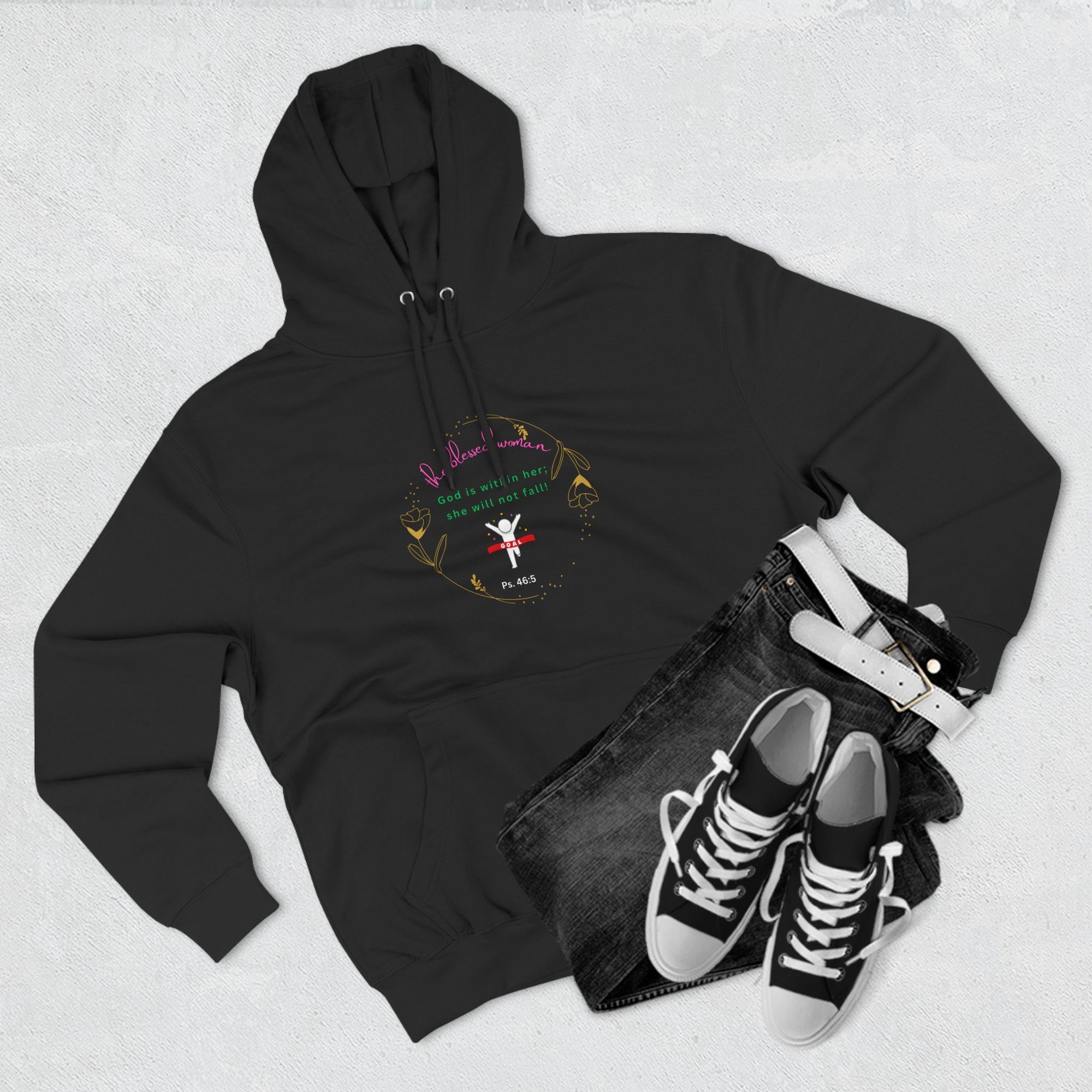 The Blessed Woman -Three-Panel Fleece Hoodie- God with her