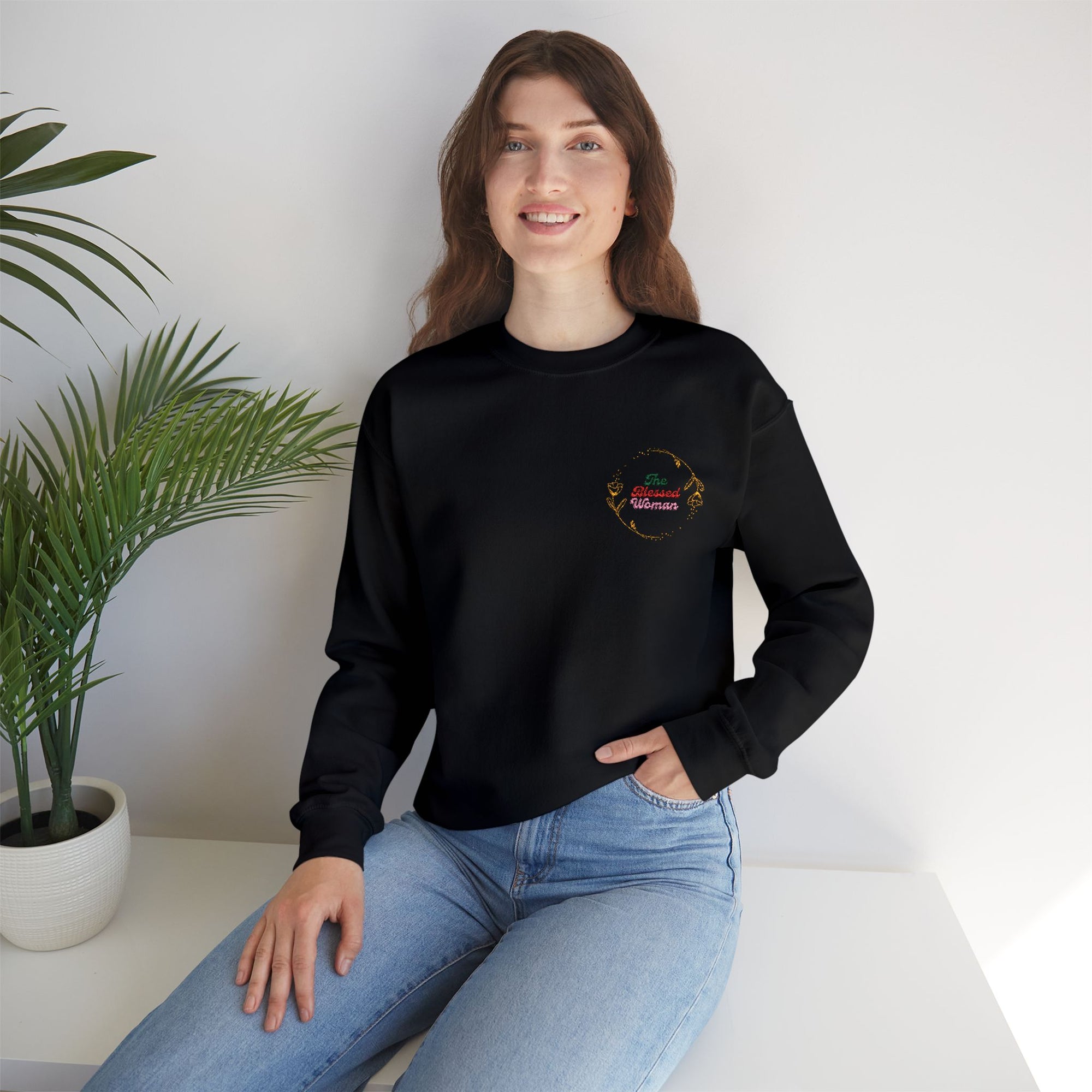 The Blessed Woman Logo Embroidered  Crewneck Sweatshirt